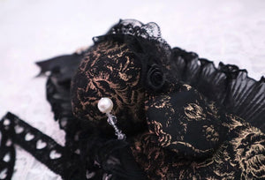 ♱ 黒薔薇の涙兎 ♱ ぬいぐるみヘッドドレス ♱ black roses plush bunny with tears headdress ♱